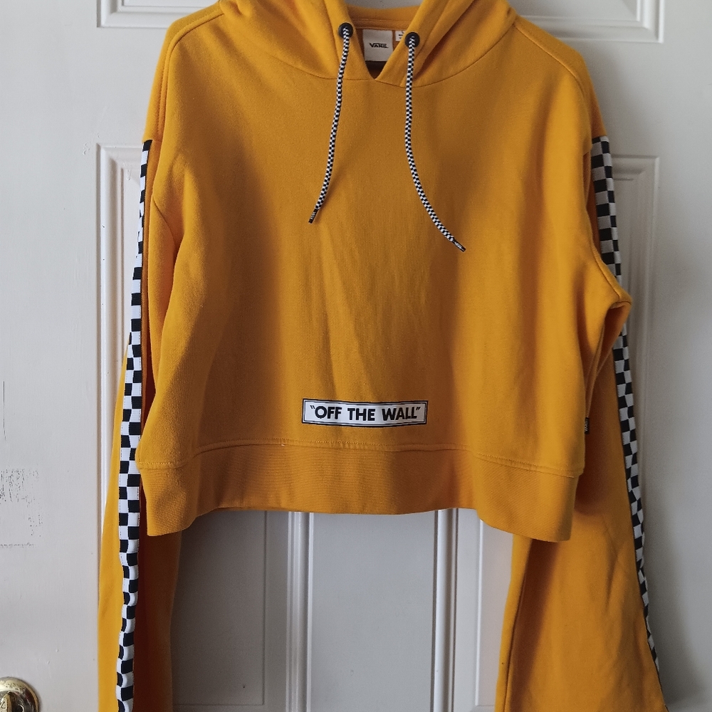 Vans Yellow Hoodie with Checkered Sleeves